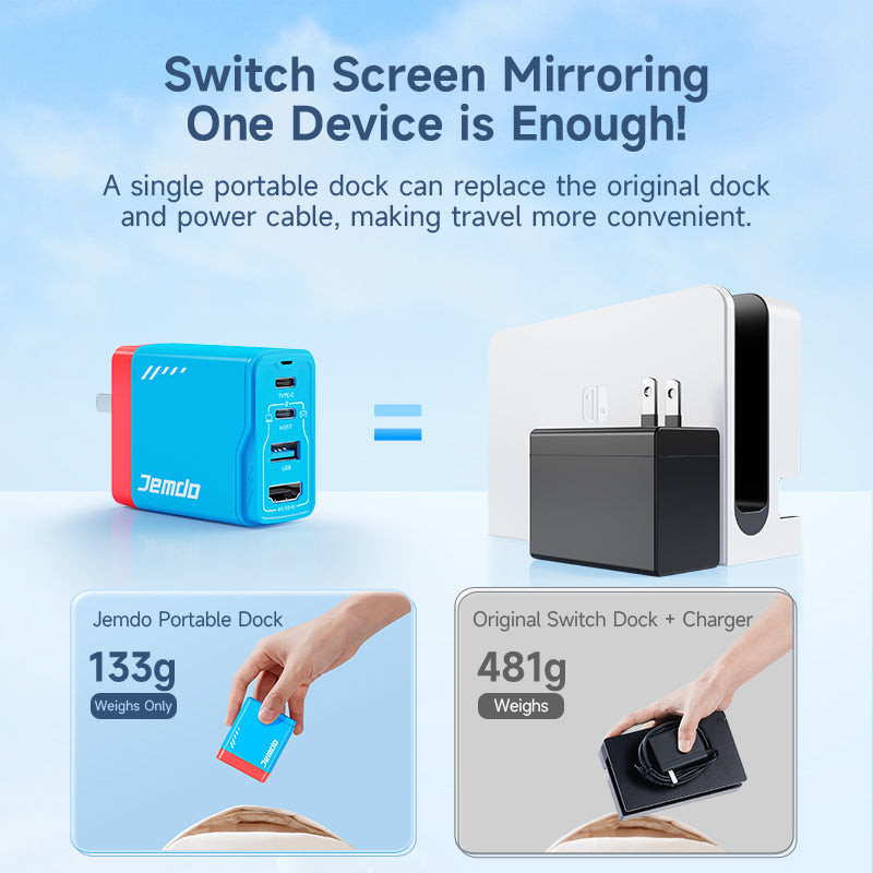 JEMDO 4-in-1 Portable Switch Dock|36W/65W GaN with Fast Charging