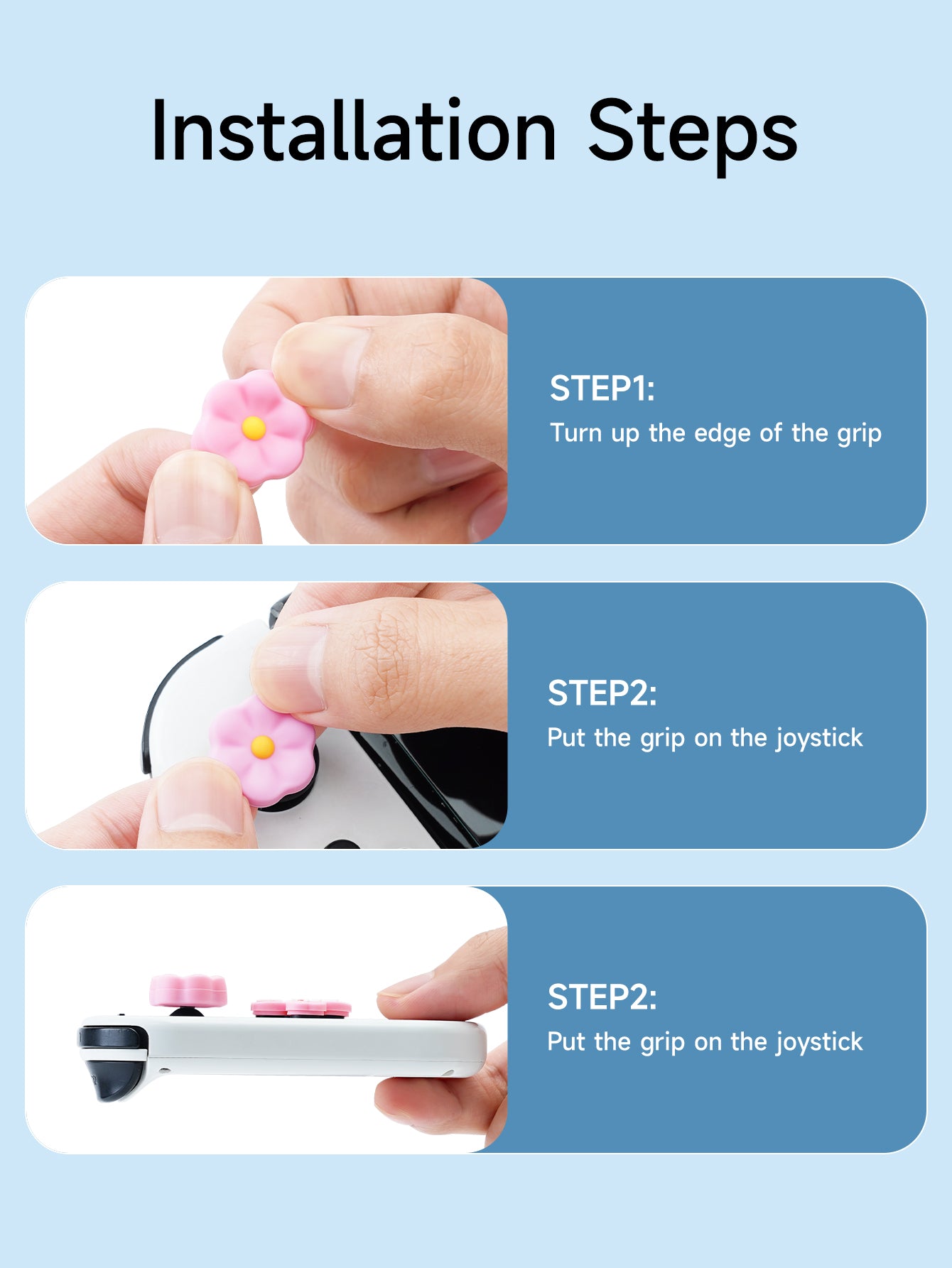JEMDO Switch Thumb Grip Caps Cross Button Caps Set|Flower