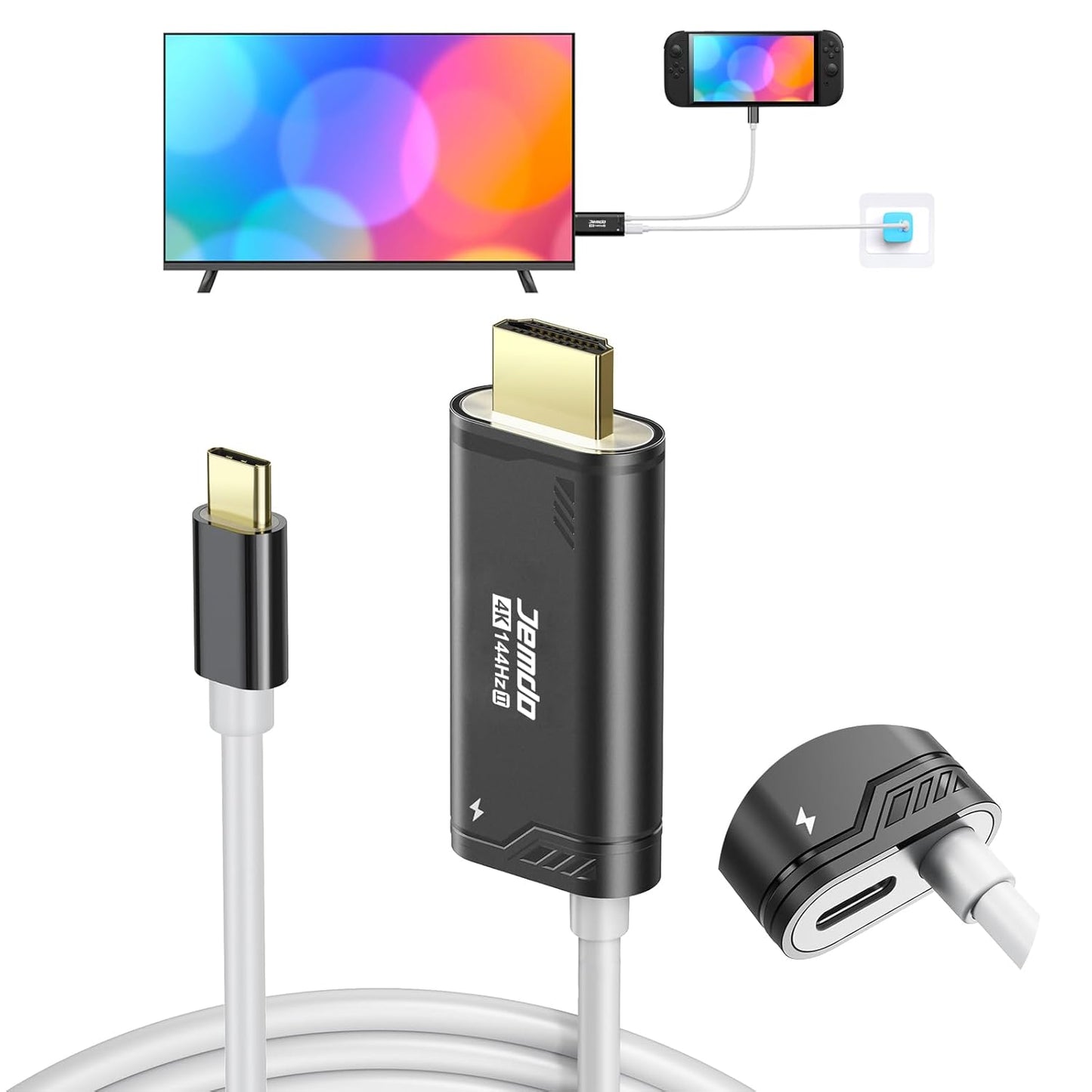JEMDO Compatible with Switch 2/OLED/NS HD Display Cable Replacement for Original Dock and HDMI Cable, Supporting HDR Mode Gaming Accessories