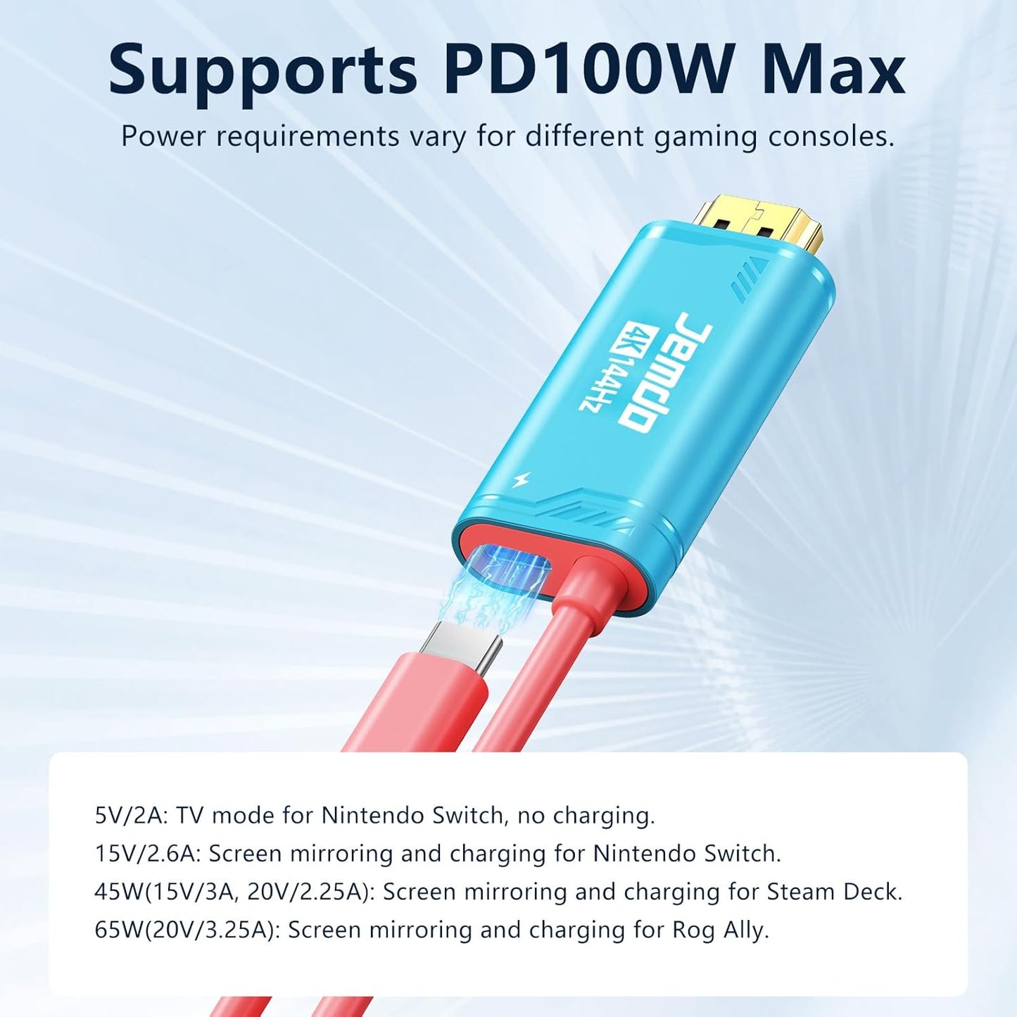 JEMDO Compatible with Switch 2/OLED/NS HD Display Cable Replacement for Original Dock and HDMI Cable, Supporting HDR Mode Gaming Accessories