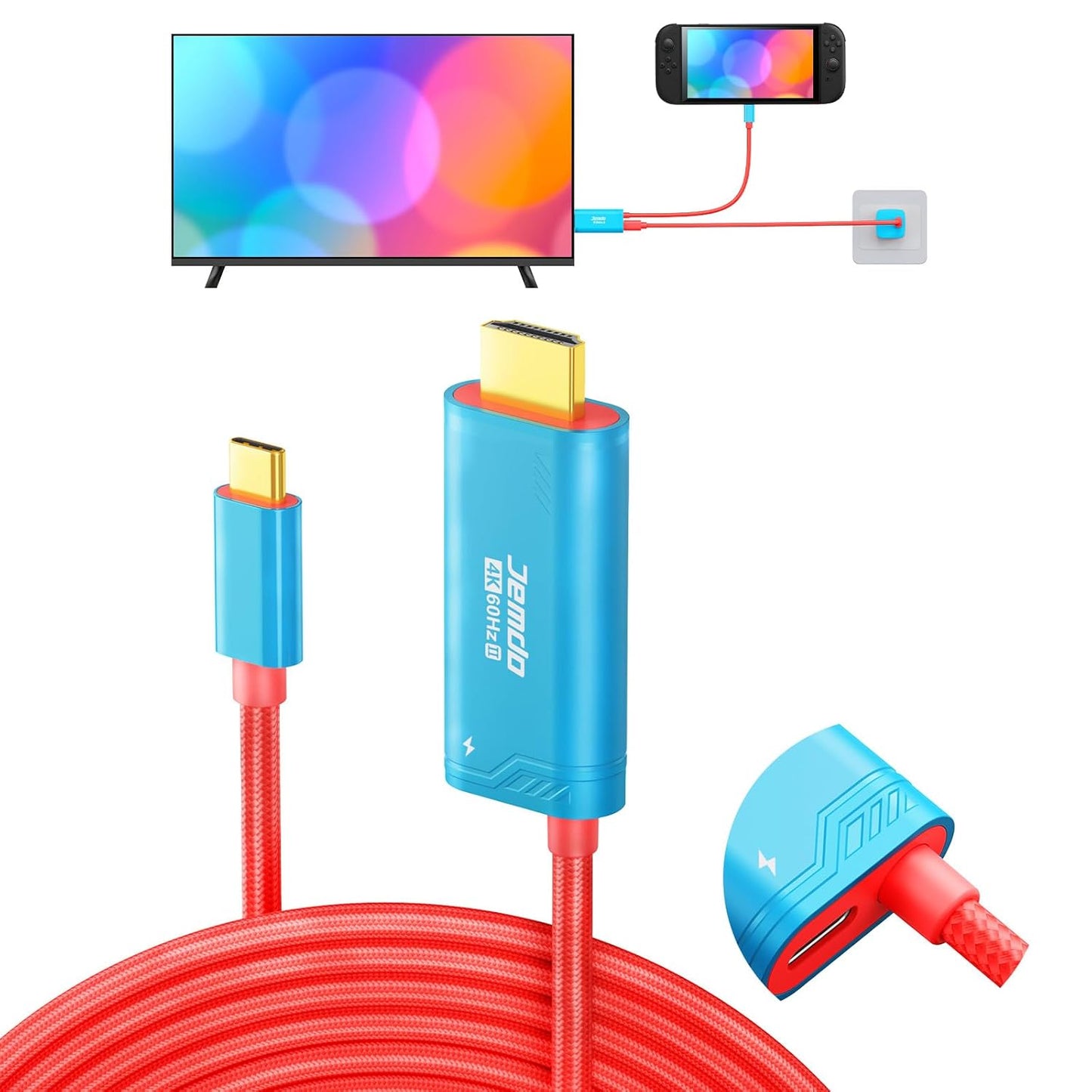 JEMDO Compatible with Switch 2/OLED/NS HD Display Cable Replacement for Original Dock and HDMI Cable, Supporting HDR Mode Gaming Accessories