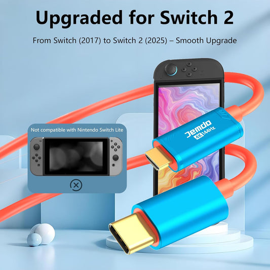 JEMDO Switch Conversion Cable Portable HDMl AdapterCompatible with Nintendo Switch2 NS/OLED, USB C tO HDMICable Replaces The Original Switch Dock for TV ScreenMirroring, Convenient for Travel, 4K HD, 2m Protection Cover