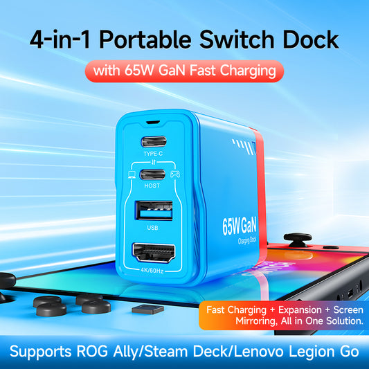 JEMDO 4-in-1 Portable Switch Dock|36W/65W GaN with Fast Charging