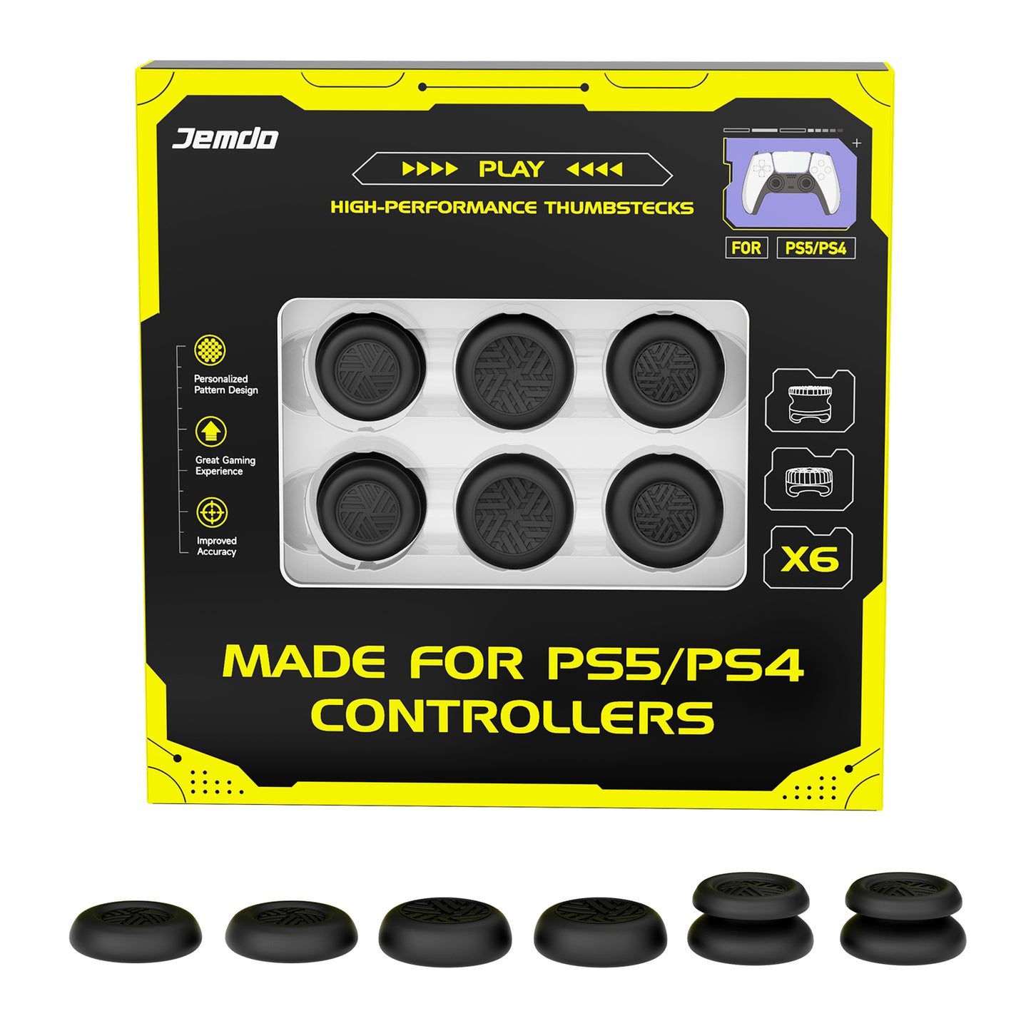 JEMDO PS5/PS4/Switch Pro  Controller joystick caps set(6pcs)