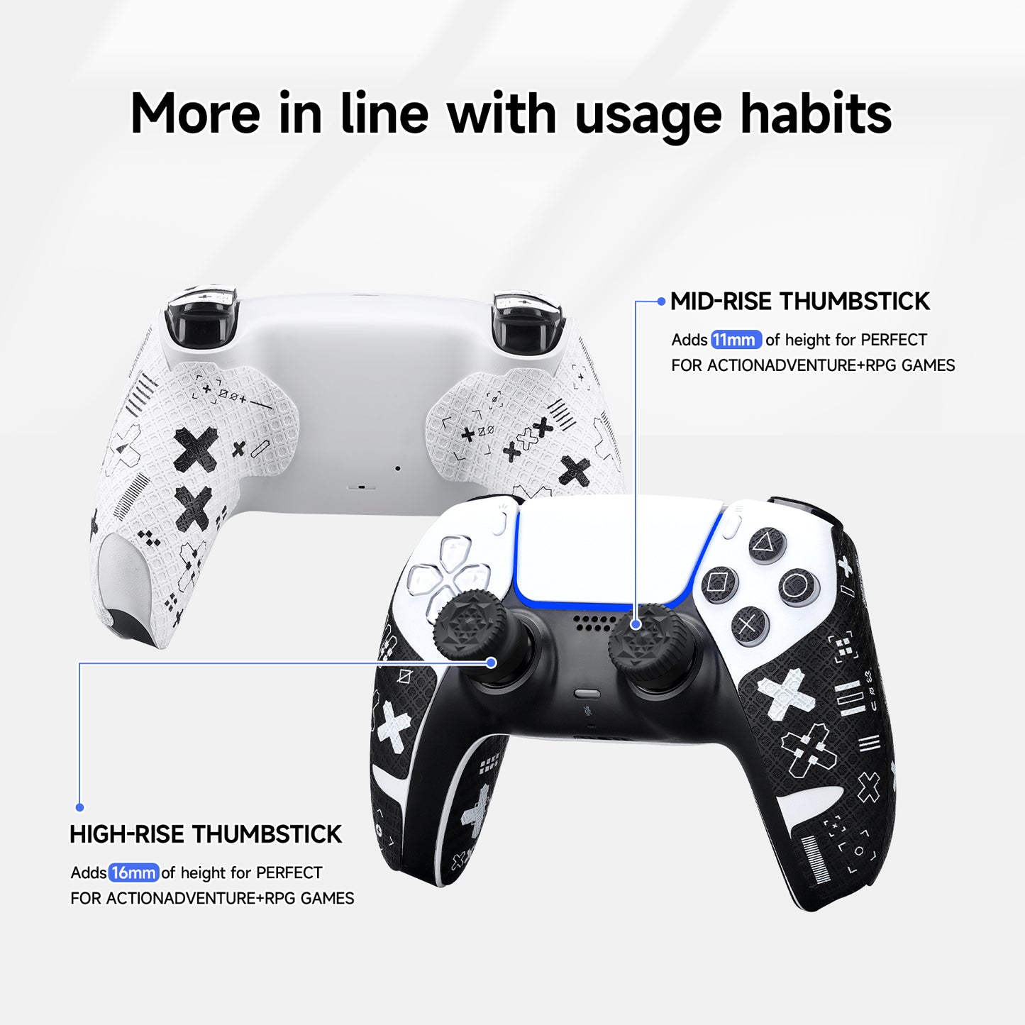 JEMDO PS5 Controller Accessories White Set