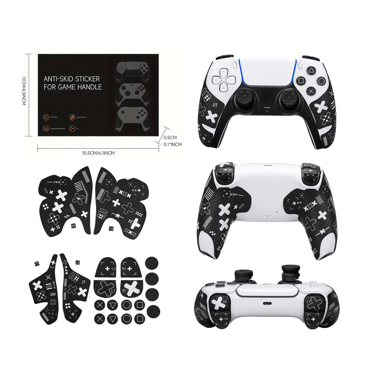 JEMDO PS5 Controller Accessories White Set