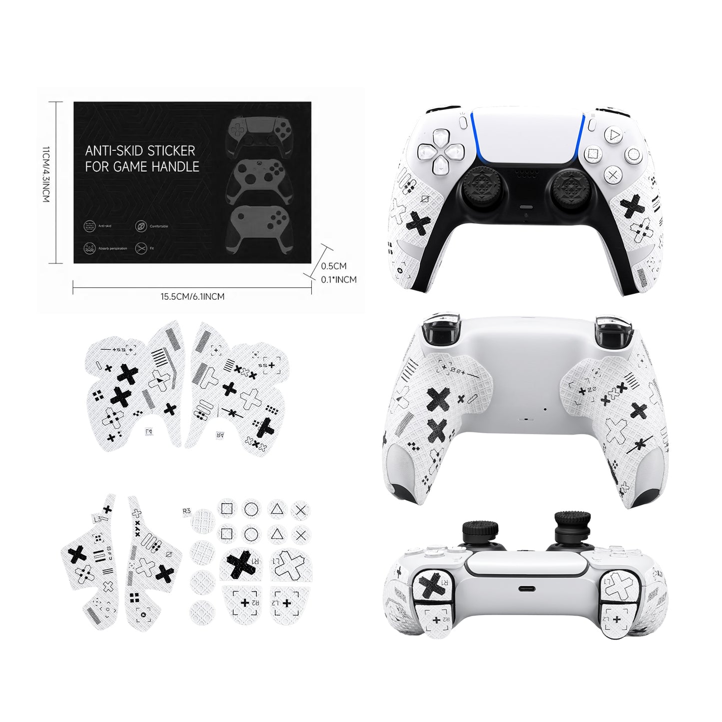 JEMDO PS5 Controller Accessories White Set