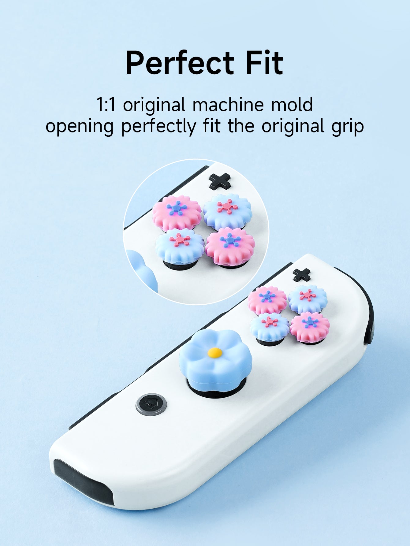 JEMDO Switch Thumb Grip Caps Cross Button Caps Set|Flower