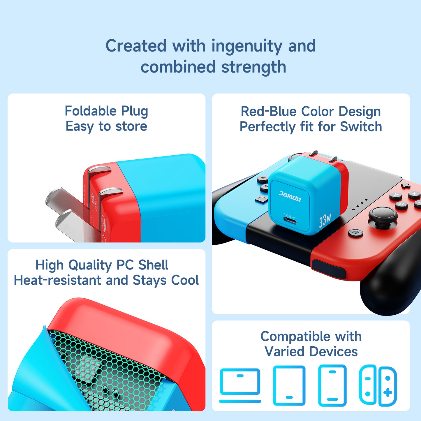 JEMDO 33W GaN Charger for Nintendo Switch/Switch OLED
