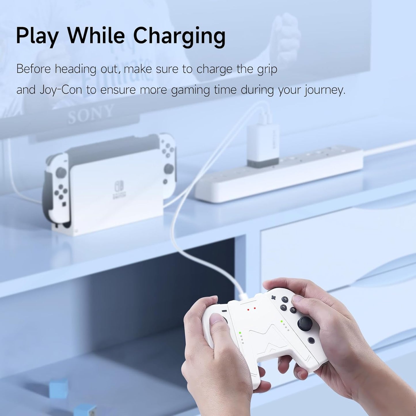 JEMDO Switch Joycon Charging Grip with 1200mAh Battery