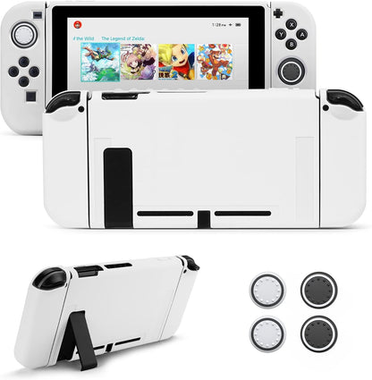 JINGDU Protective Case Compatible with Nintendo Switch 2017, TPU Case Accessory for Switch Console and Grip Joy-Con, Switch Protector with 4 Thumb Grips, Red Spider Web