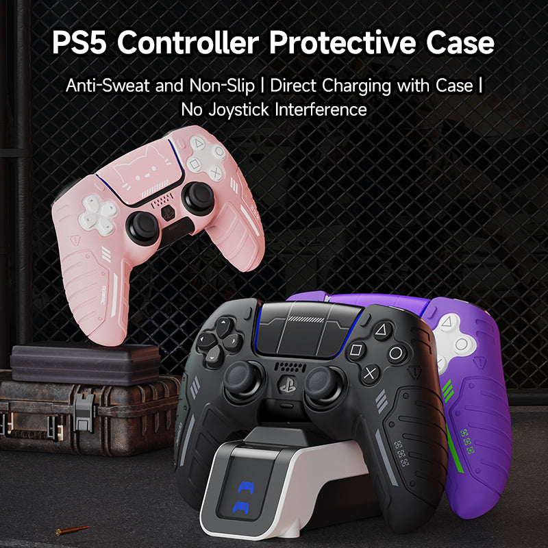 JEMDO PS5 Controller Silicone Protective Case|Free Sticker