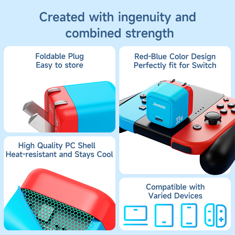 JEMDO 33W GaN Fast Charger for Switch