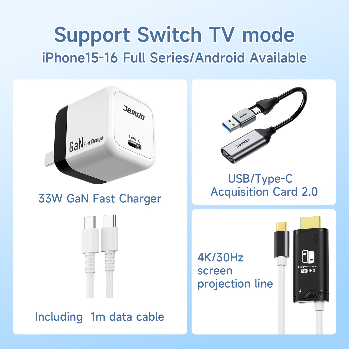 JEMDO 33W GaN Charger for Nintendo Switch/Switch OLED