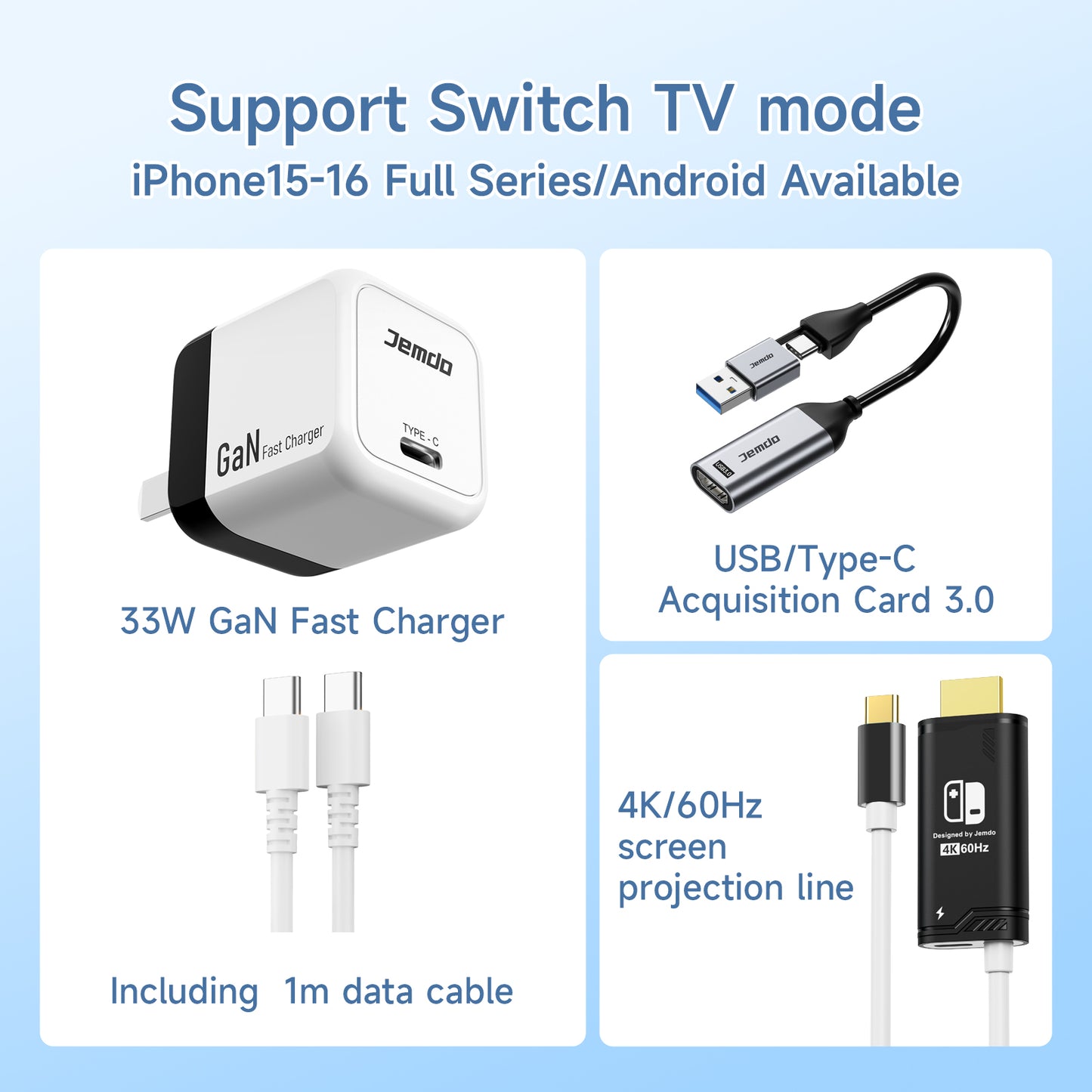 JEMDO 33W GaN Charger for Nintendo Switch/Switch OLED