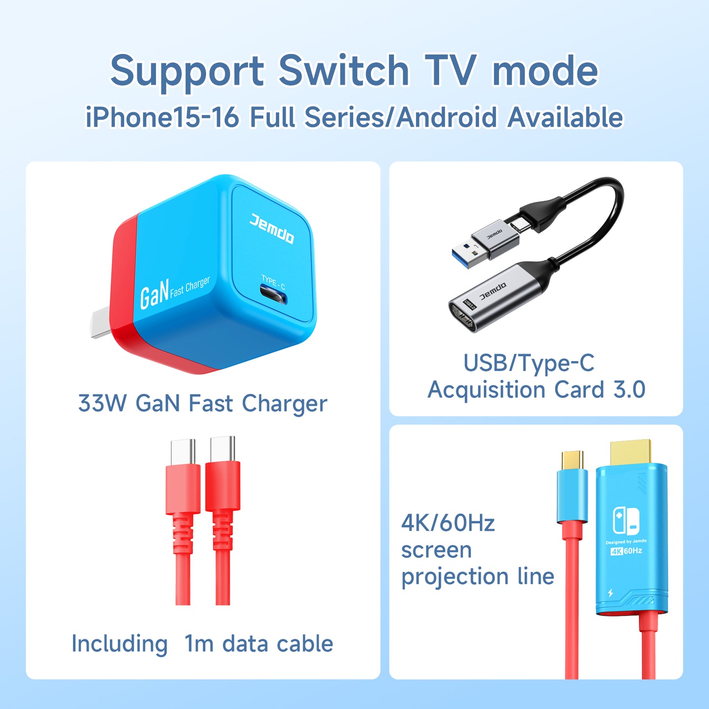 JEMDO 33W GaN Charger for Nintendo Switch/Switch OLED